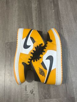 Air Jordan 1 Mid Yellow Black White Sneakers