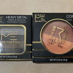NEW Lot Simply Beauty 34 Coral Blush & 74 Heavy Metal Matte Shimmer Eyeshadow 