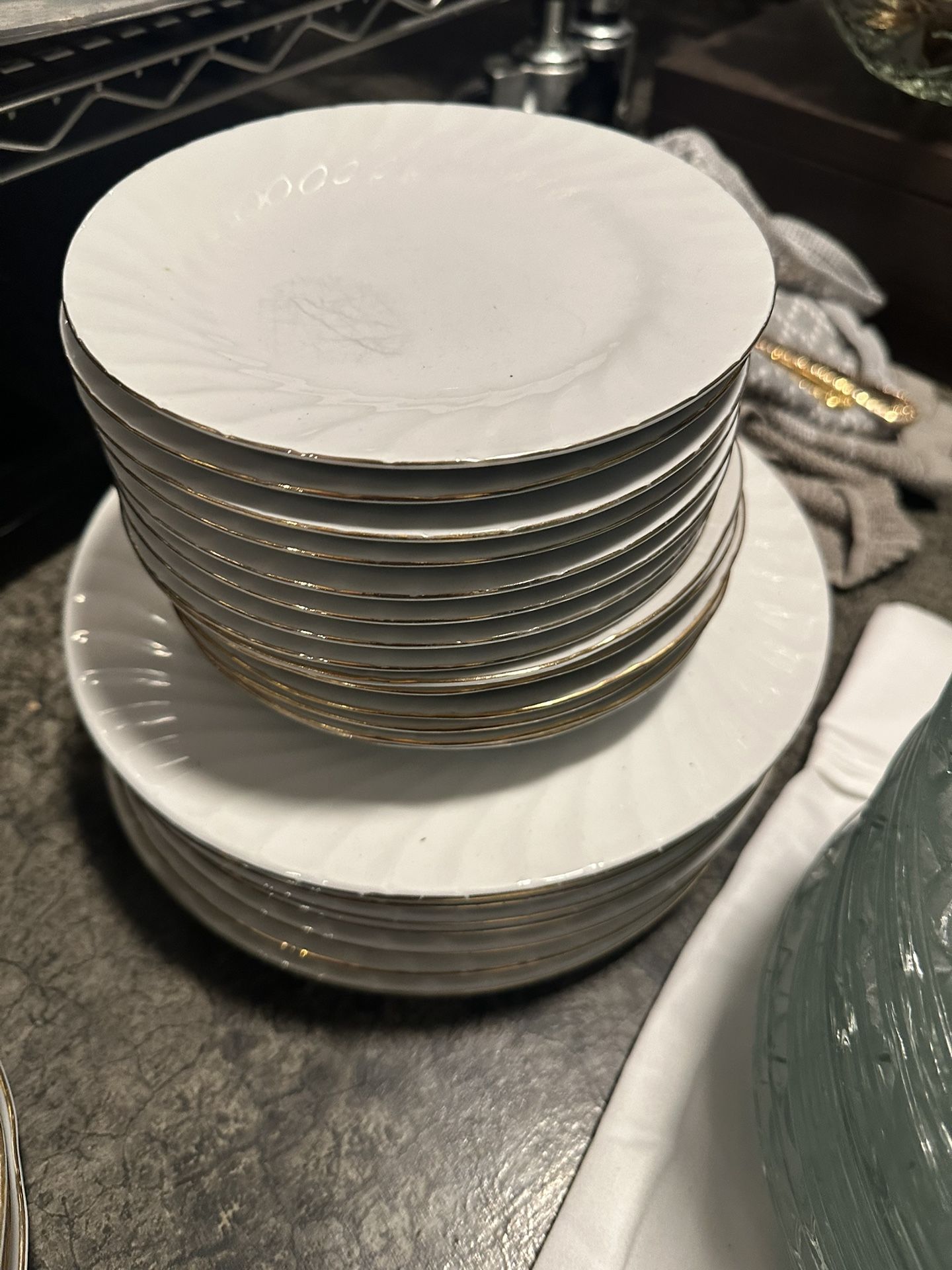 White With Gold Rim Dishes