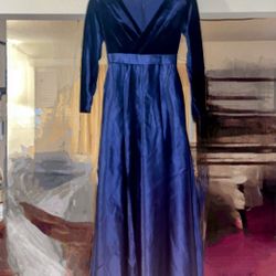 $69 NWT Velvet & Satin Formal Dress Royal Blue Size S