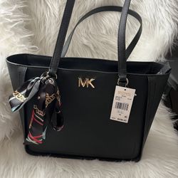 Michael Kors Sylvia Medium Black Leather Tote Bag