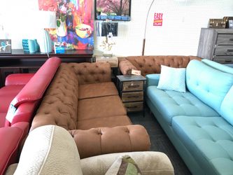 2 pc Chesterfield Living Room Set, Sofa and Loveseat, Brown