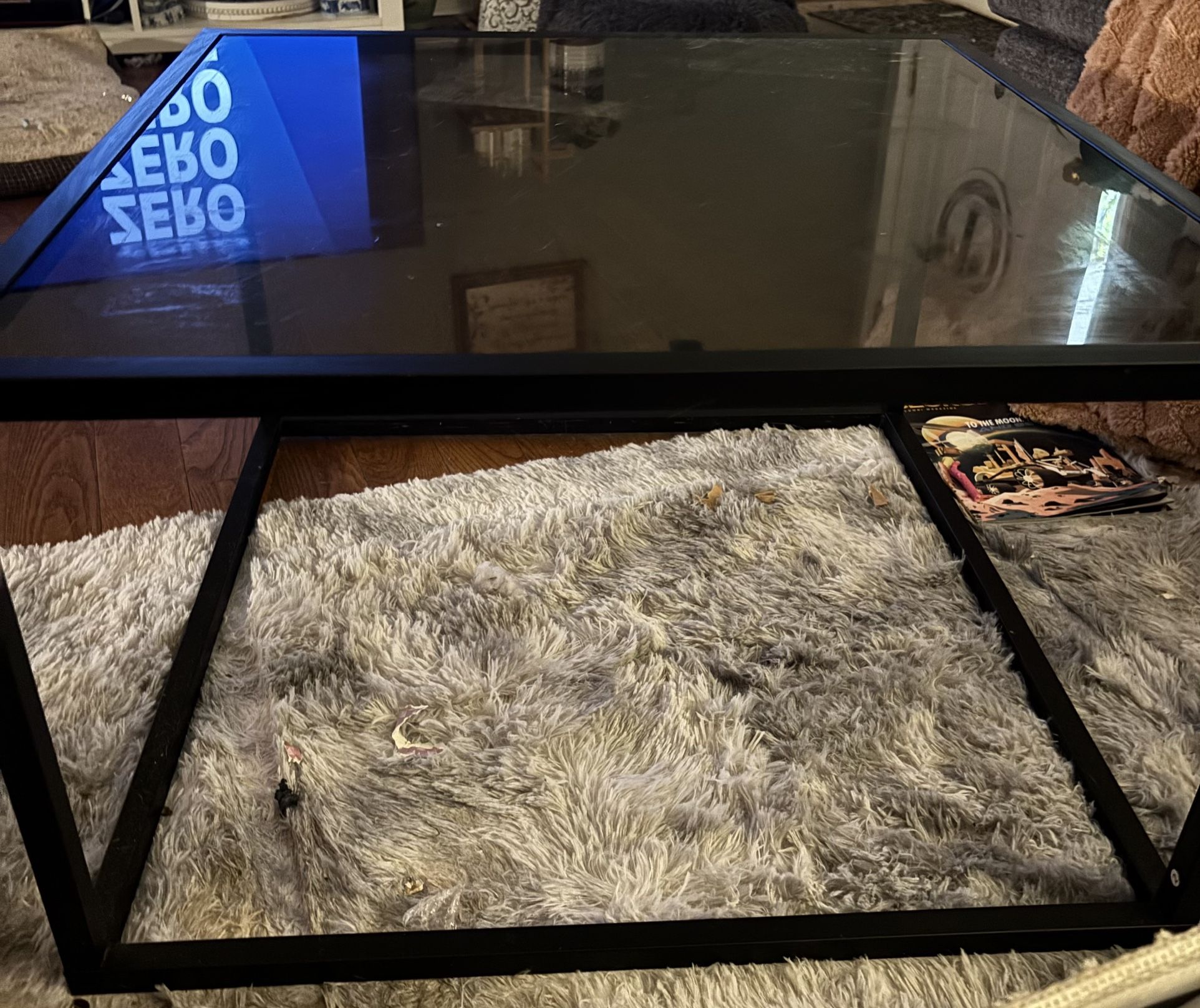 Black Metal And glass Coffee Table Square