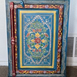 Gorgeous hand painted cabinet with storage shelf