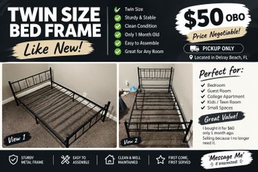 Twin Size Bed Frame – Like New – $50 OBO