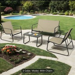 NEW IN BOX 4 Piece Patio Set, Beige