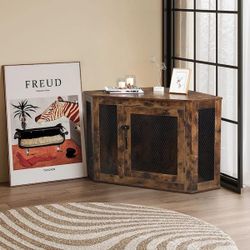 Furniture Corner Dog Crate Lockable Doors with Wood and Mesh $80