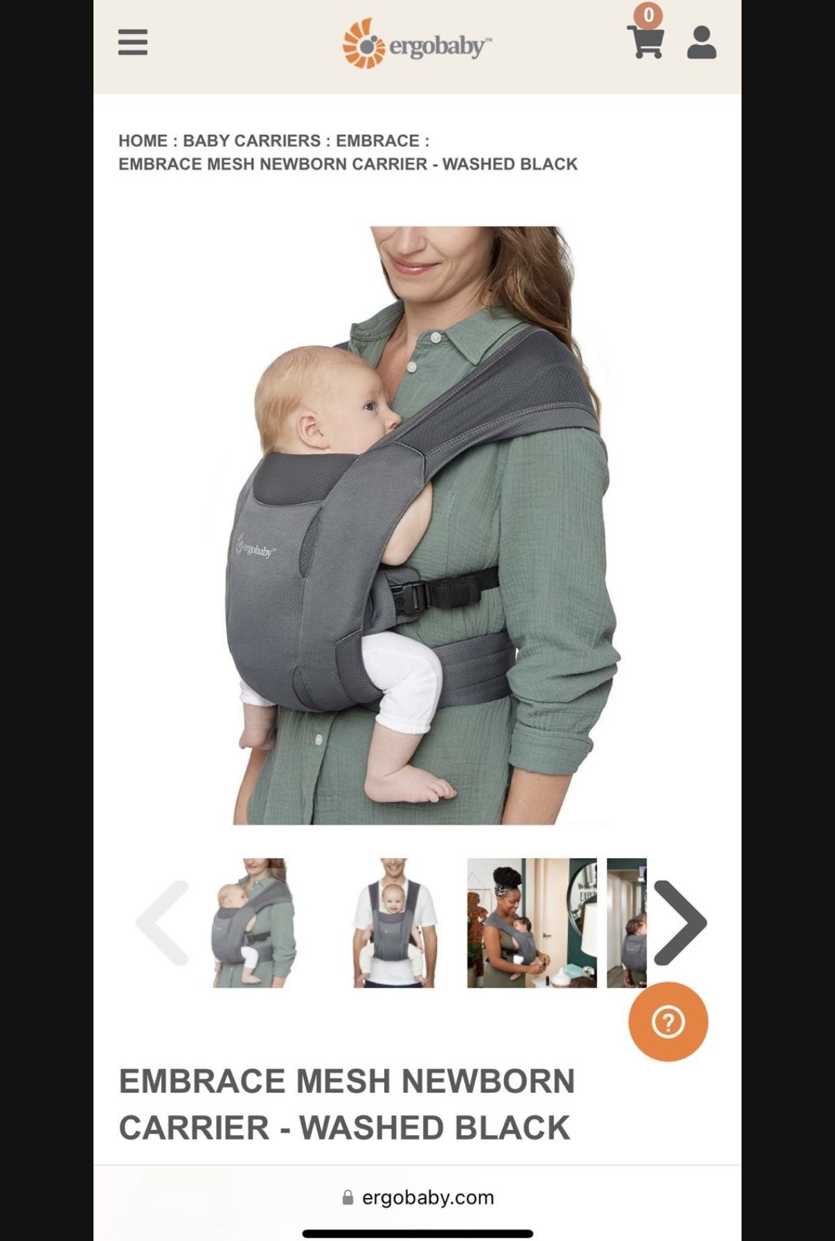 ERGOBABY Embrace Cozy Mesh Baby Carrier 5lbs-25lbs