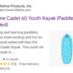 LIFETIME CADET 60 YOUTH KAYAK (PADDLE INCLUDED)