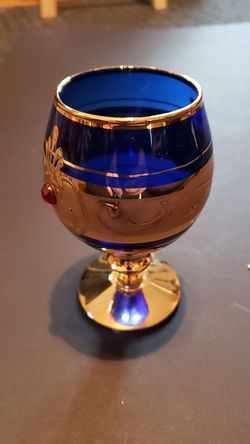 Gold plated blue goblin with jewels