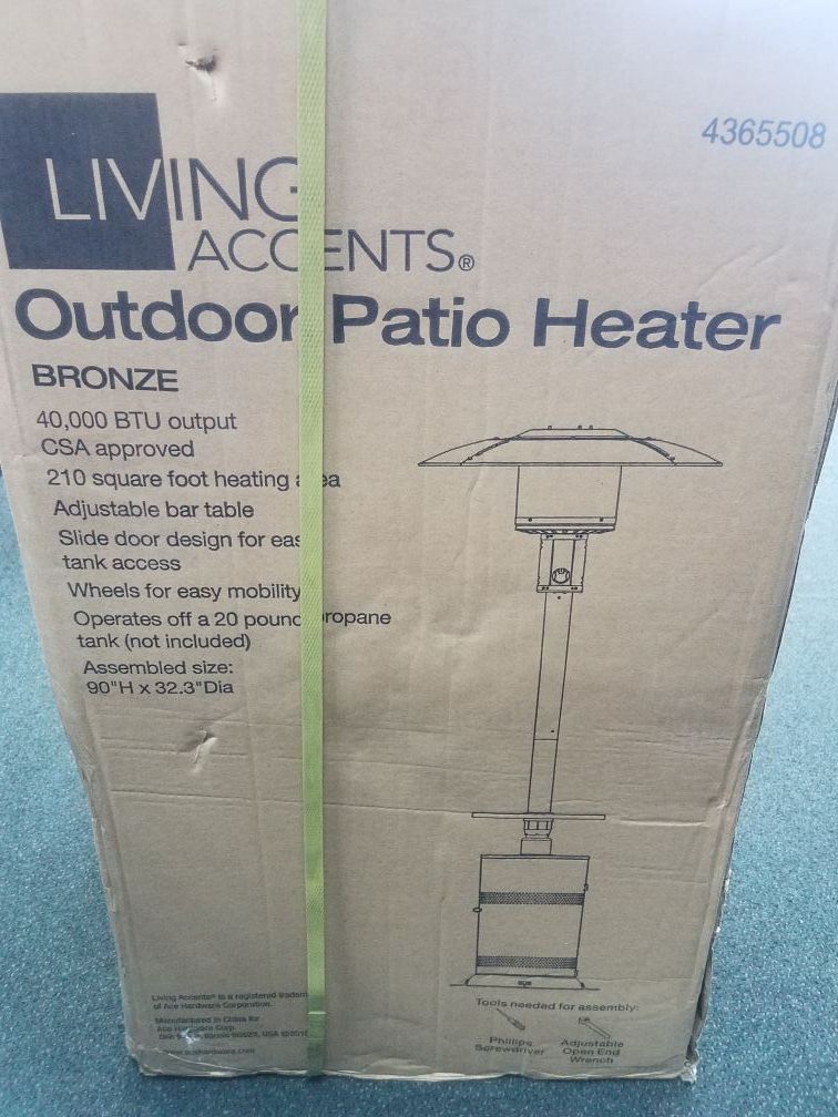 Living Accents 4365508 Bronze Outdoor Patio Heater 40,000 BTU NIB Sealed