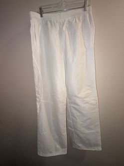 Old Navy Men’s Track Pants M White Solid Polyester Straight Leg Drawstring