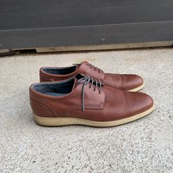 Ecco Shock Point Men's Brown Leather Lace-Up Shoe Size 44