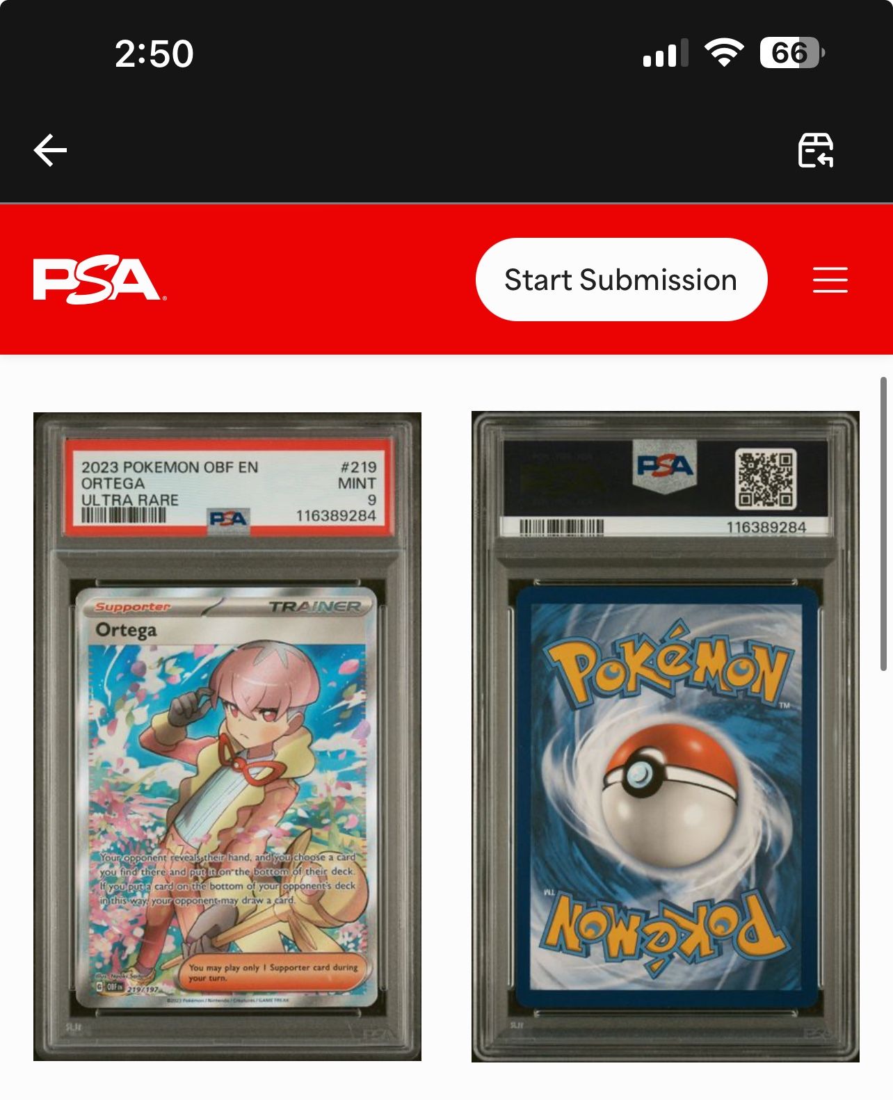 Pokemon Trainer Ortega PSA 9