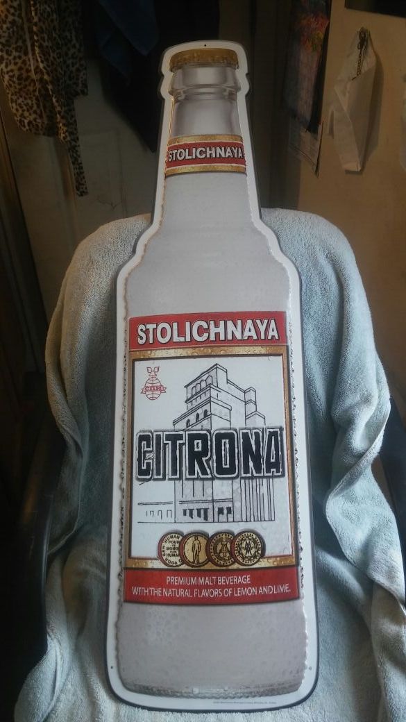 STOLICHNAYA CITRON METAL BEER SIGN