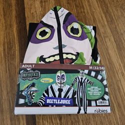 New Beetlejuice Adult Hooded Jumpsuit Halloween Costume sz M *Pick-up In Great Bridge*