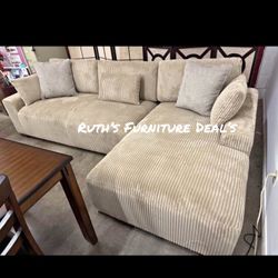 XL Sectional Sofa Camel Corduroy