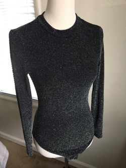 Black Metallic Long-sleeve Bodysuit Women’s