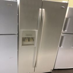 Whirlpool Almond Color Side By Side Refrigerator With Water And Ice Dispenser 