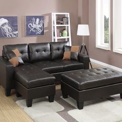 Brand New  Sectional  In Gray With The Ottoman  Is Included 