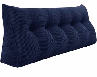 Navy Blue Queen Size Wedge Bolster Reading Pillow