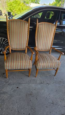 Vintage Edward Wormley Style Mid Century Modern High Back Maple Arm Chair