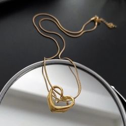 Heart Shape 18K Gold Plated Pendant Necklace 