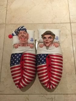 Vintage Presidential Ronald and Nancy Reagan slippers