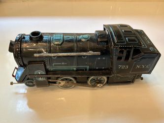 Vintage ALPS Japan Tin Litho Battery Operated NYC 723 Steam Locomotive Train Engine Toy