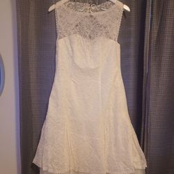 Galina White Lace Short Wedding Gown Sz 10