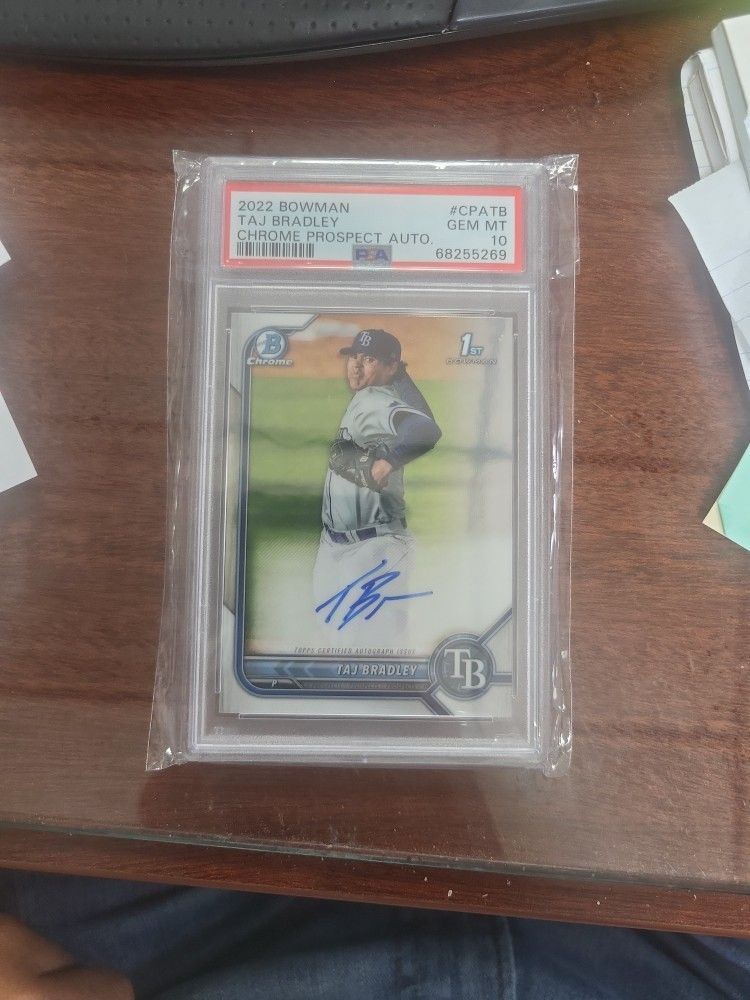 2022 Bowman TAJ BRADLEY chrome Prospect Auto Psa 10 Gem Mt