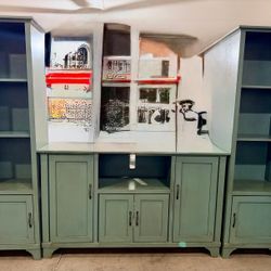 Entertainment Center Blue Green Color 