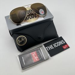 Ray-Ban Sunglasses RB3025 Aviator Classic Gold Polarized Brown Lens Oversize 62