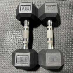 Set of 10 Lb Hex Dumbbells