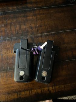 Hasp door locks off Toyhauler