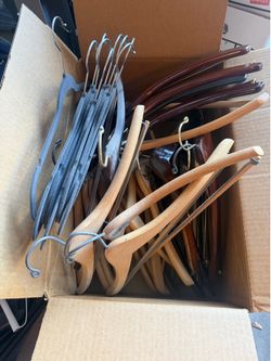 FREE - Box of Wooden and Slim Hangers