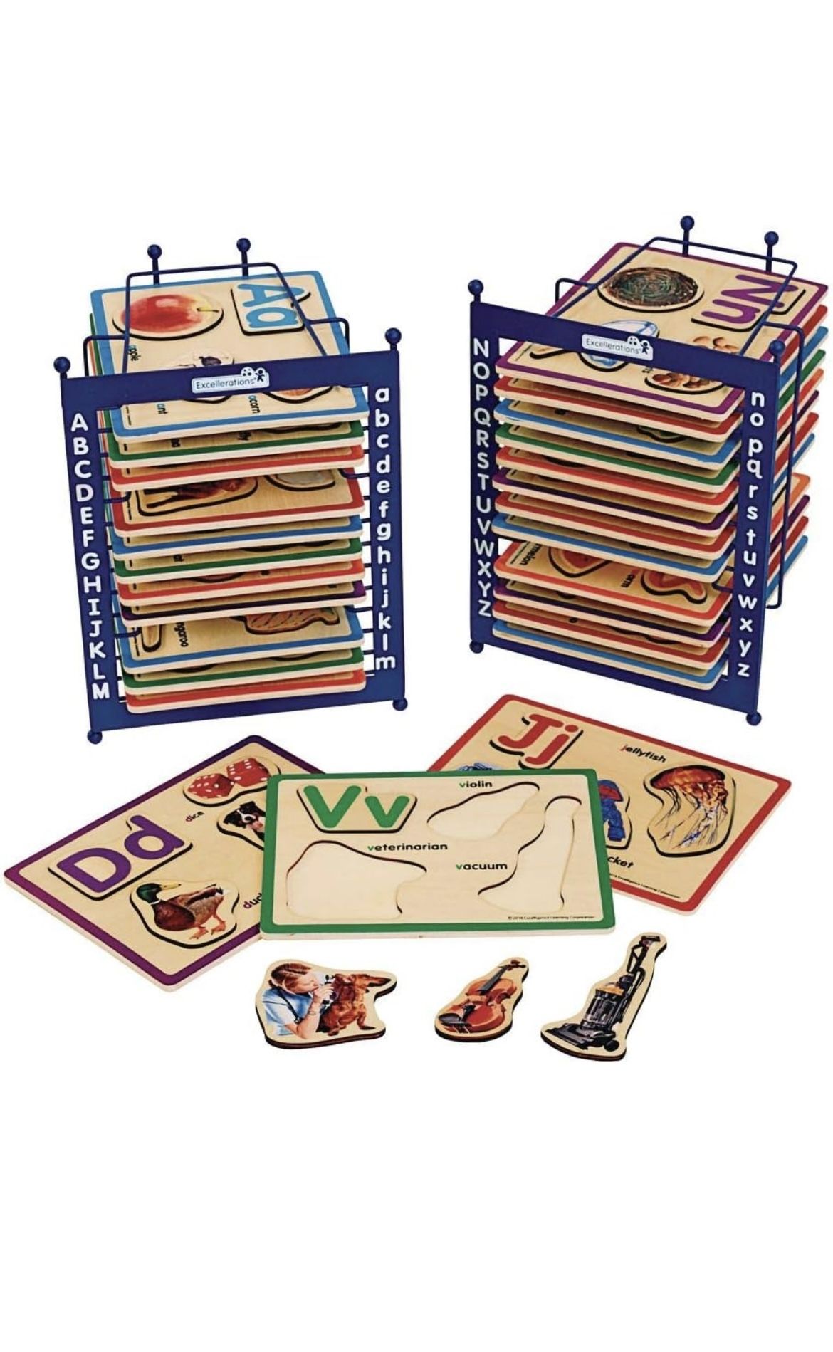 26 Alphabet Photo Puzzles + Storage Rack! Brand New