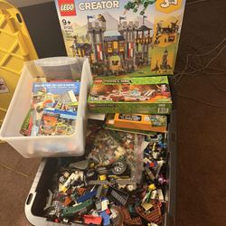 Huge Box Full Of Legos Vintage Sets, Loose, Manuals Figures