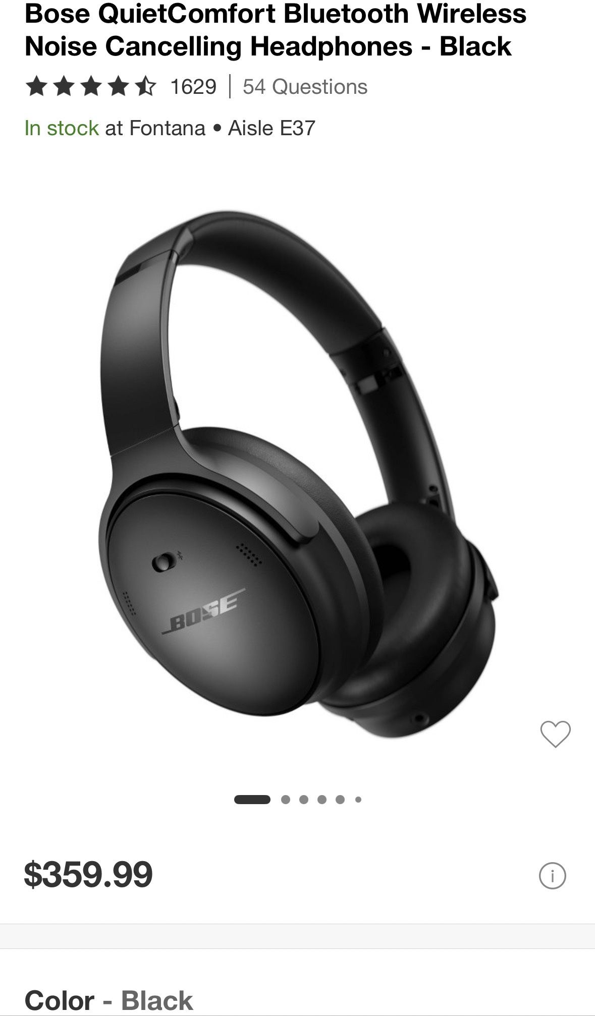 Bose QuietComfort Bluetooth Wireless Noise Cancelling Headphones - Black I Will Take $90 Price Is Not Firm