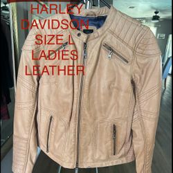 Ladies Woman Leather Harley Davidson Jacket Size L