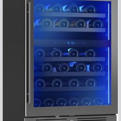 Presrv 24" Wine Fridge Dual Zone Under Counter - Countertop Mini Wine Cooler Cellars Small Cabinet Wine Refrigerator Home Bar Chiller Freestanding wit