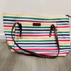 St John’s Bay Multicolor Striped Purse Handbag Tote Zip Closure