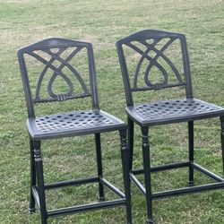 Two Aluminum Bar Stools 