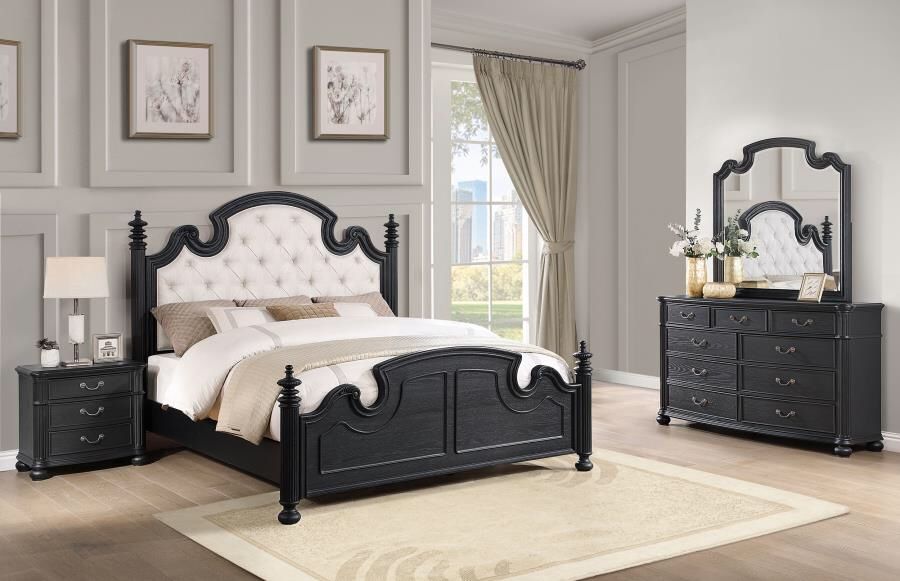 4 Piece Bedroom Set Include Queen Bed, Dresser, Mirror, 1 Nightstand…Optional Chest and sizes can be added