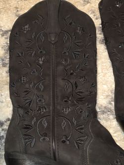 Laredo Black Leather Cowgirl Boots - Size 9.5M