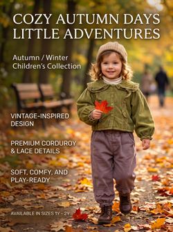 Toddler Girls Vintage Style Olive Corduroy Lace Jacket & Pants Set Size 1-2T