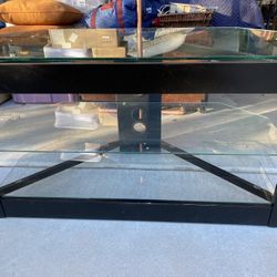 Black Metal And Glass TV Stand 