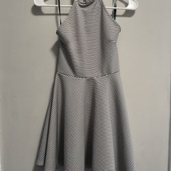 Forever 21 Women’s Black/White Striped Backless Halter A-line Dress