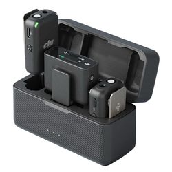 DJI Mic (2 TX + 1 RX + Charging Case), Wireless Lavalier Microphone, 250m (820 ft.) Range, 15-Hour Battery, Noise Cancellation Wireless Microphone for