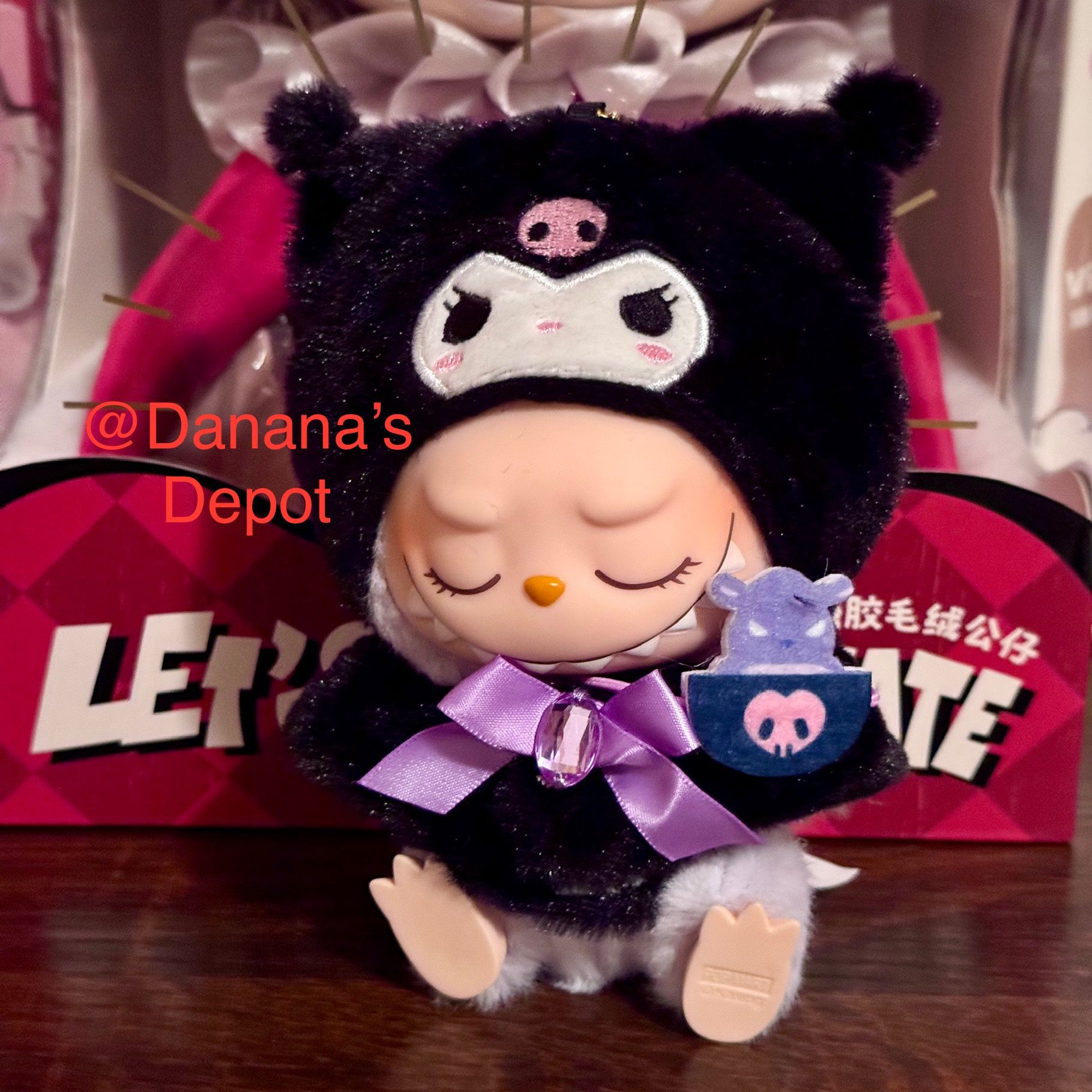 Labubu Sanrio Kuromi Black Purple Clothes Suit Cape Dress Doll Outfit Clothing
